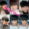 Glueless  Black Short Straight Bob Pixe Cut Hair