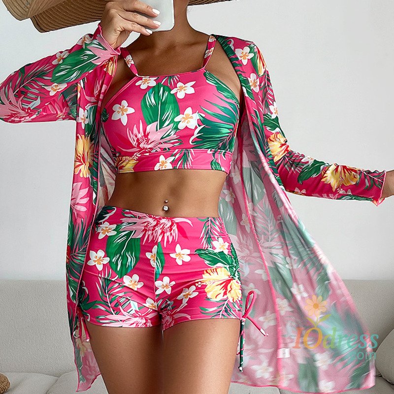 IO Dress New 2025 Swimsuits Print Tankini Sets Female Swimwear Push Up For Beach Wear Three-Piece Bathing Suits Pool Women Swimming Suit