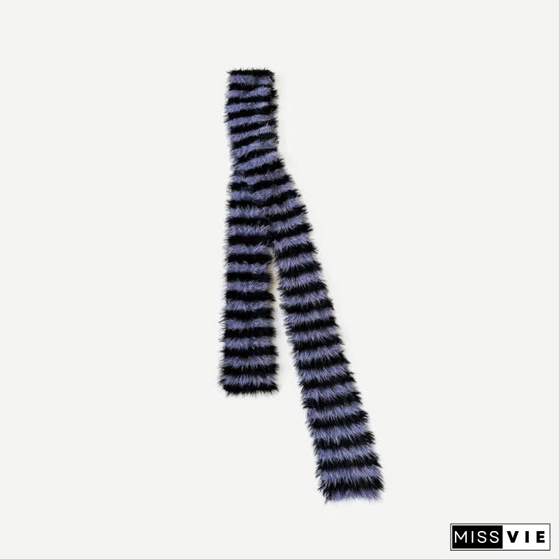 Ladies Soft Faux Mink Feel Stripe Scarf YW039