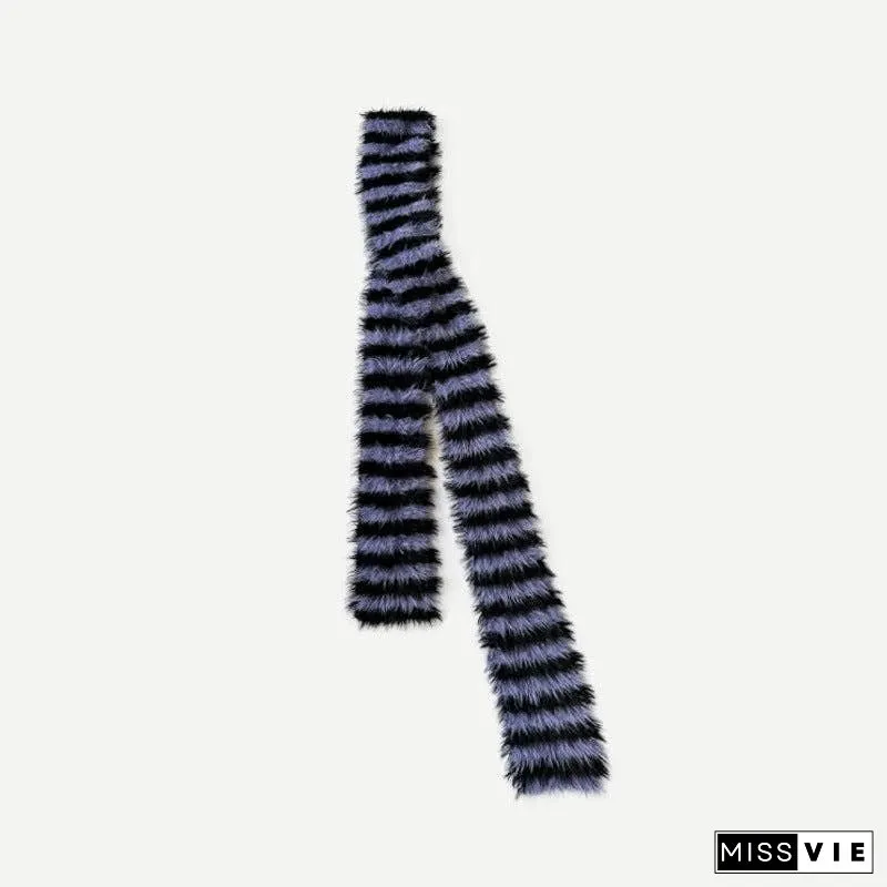 Ladies Soft Faux Mink Feel Stripe Scarf YW039