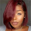 Wine Red Brazilian Straight Hair BOB Wigs Lady Wig
