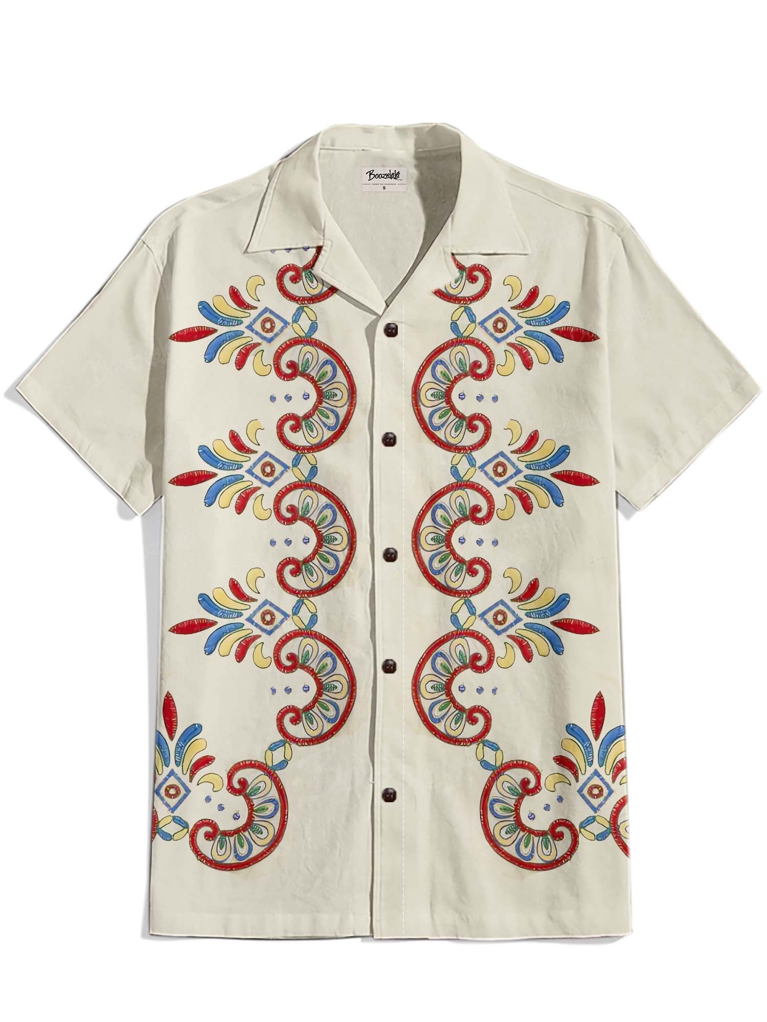 Vintage Flowers - 100% Cotton Cuban Collar Shirt
