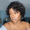 Glueless Fluffy Pixie Cut Short Curly Hair Wigs With Bangs 