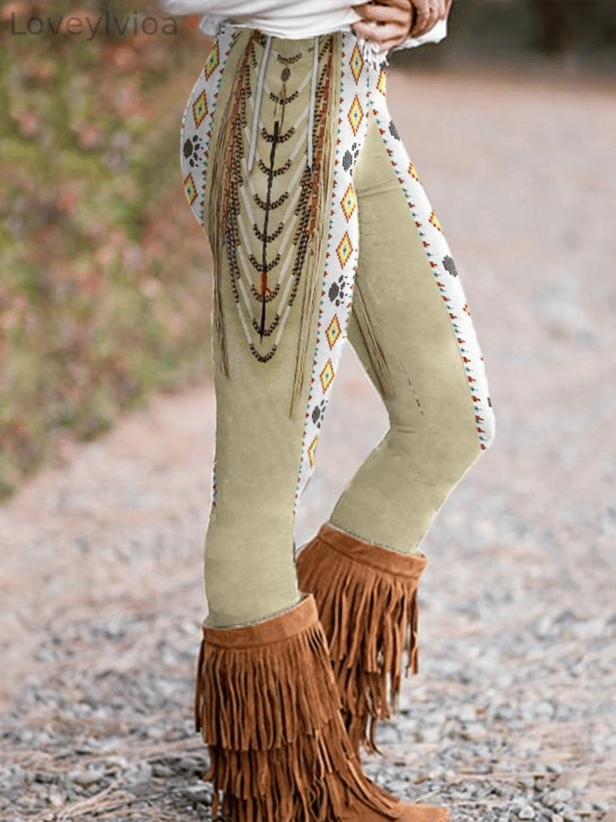 Western Print Skinny Stretch Leggings