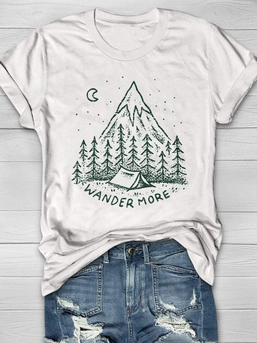 Eagerlys Wander More Camper Print Short Sleeve T-shirt Eagerlys