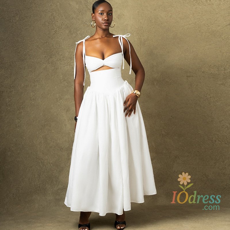 IO Dress European and American style ins women's fashion solid color dress, strapless, off-the-shoulder, sleeveless, long skirt