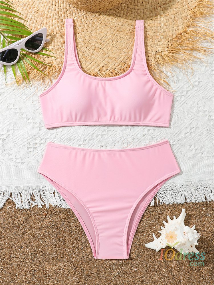 IO Dress Bikini Kids Girls Swimsuit 2025 New Pink Sling Bikinis Set High Waist Children Swimwear Summer Beachwear Bathing Suit Swimming
