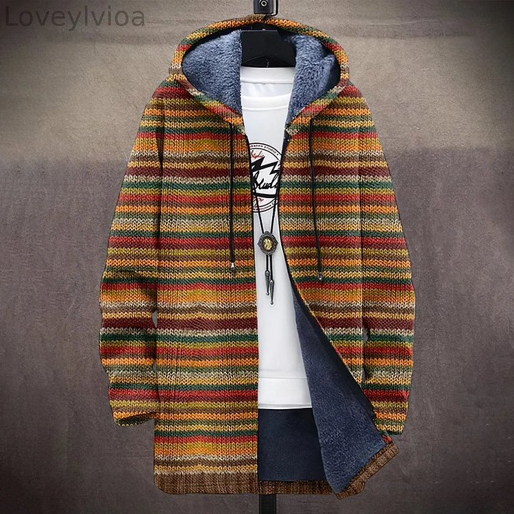 Men's Knitted Jacquard Pattern Cozy Cardigan Sweater