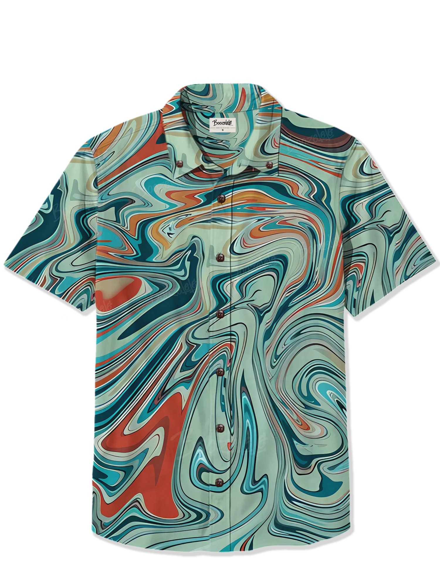 Blue and red water stripes - 100% Cotton Shirt