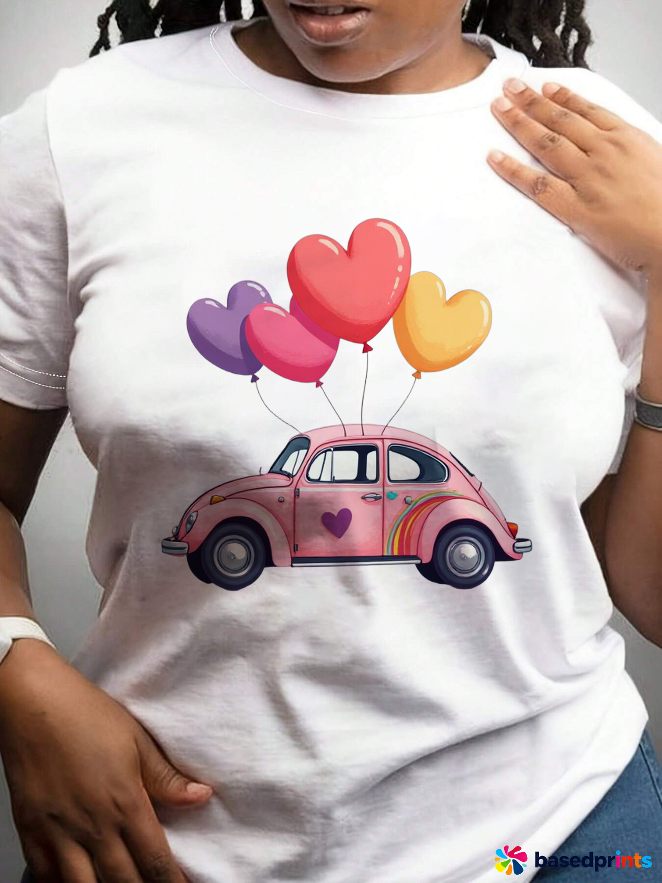 Cute Car with Heart Balloons T-Shirt
