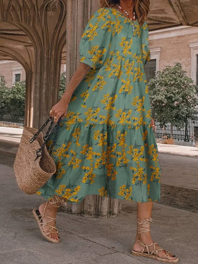 Women's Floral Print Vintage Dress
