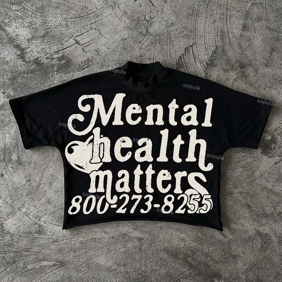 Mental Health Matters Graphics Cotton Cropped T-Shirts