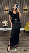 Sally Black Crochet Midi Skirt