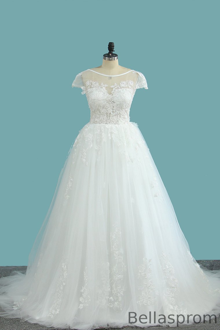 Bellasprom Bateau Lace Backless Long Wedding Gown With Appliques Bellasprom