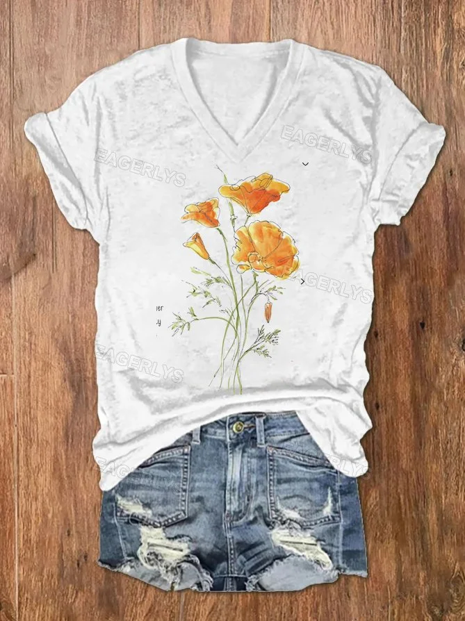Eagerlys Golden Poppy Flower T-shirt Eagerlys