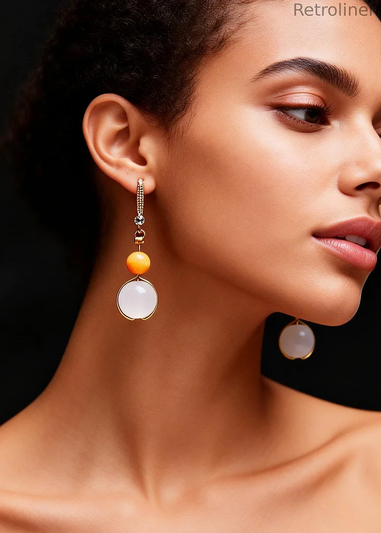 Boutique White Jade Connection Beeswax Drop Earrings