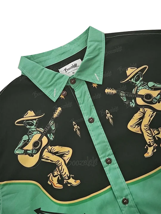 50s Atomic Printed Hawaiian Shirt For Men Shirt100% Cotton Shirt