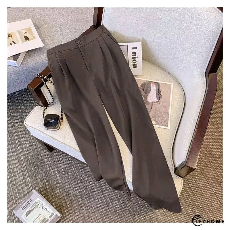 Relaxed Fit Solid Color Casual Wide Leg Pants | IFYHOME
