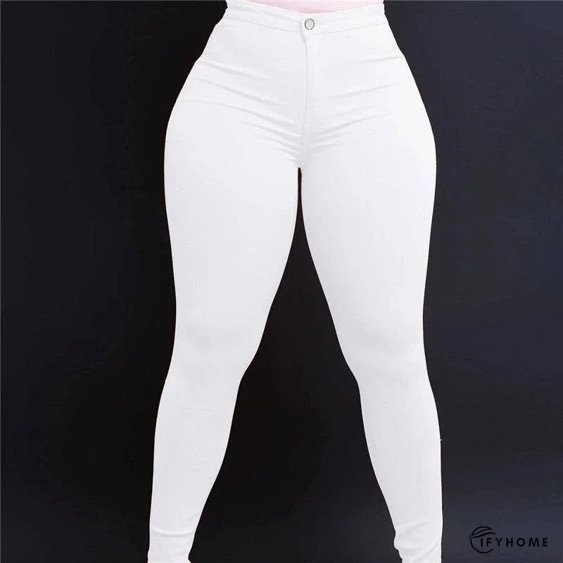 Slim Fit Solid Color Elastic Denim Jeans | IFYHOME