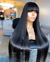 Glueless Beautiful Natural Black Long Straight Wig With Bang
