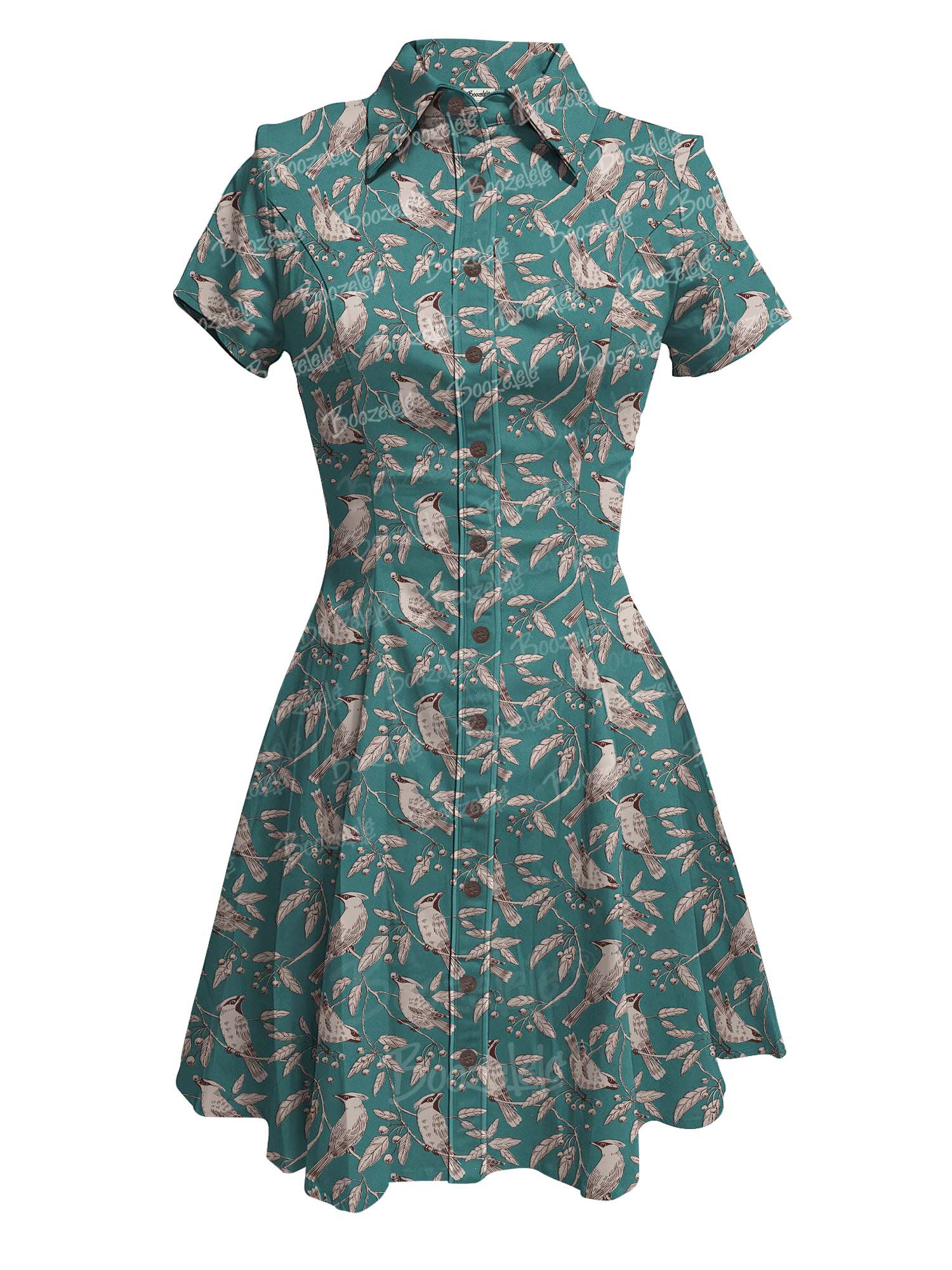 【Monique Beaudin X Boozelele】Bohemian Waxwing - 100% Cotton Dress