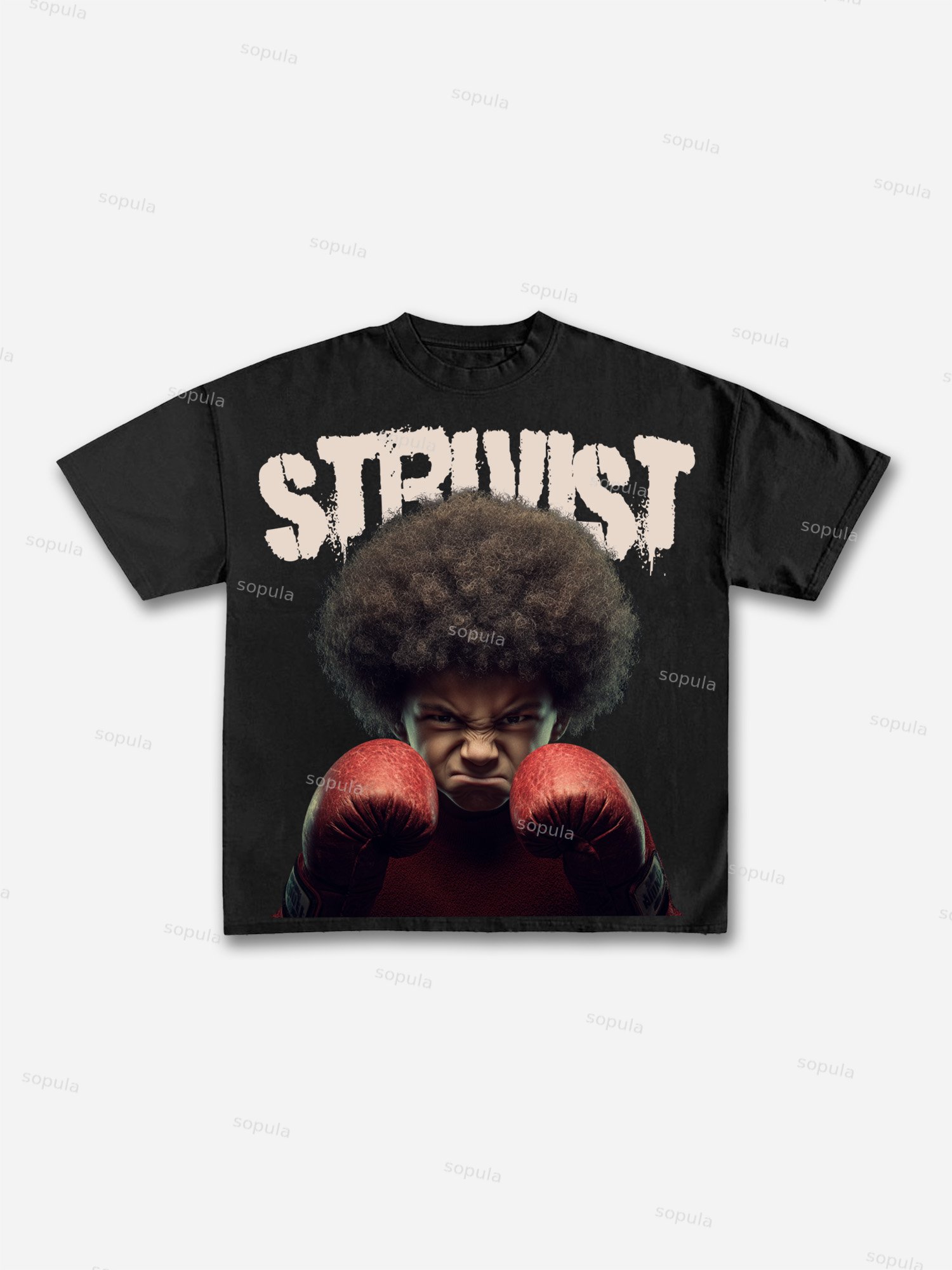 Struggleist Explosive Hairstyles Boxer Vintage Graphic Cotton T-shirt