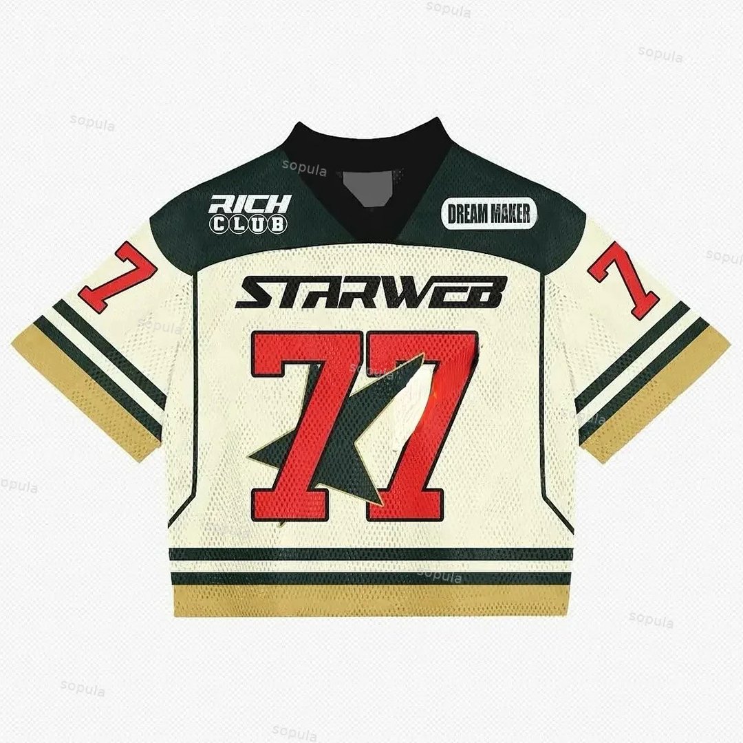 Vintage Letter 77 Graphics Blokecore Blokette Cropped V-neck Jersey T-shirt