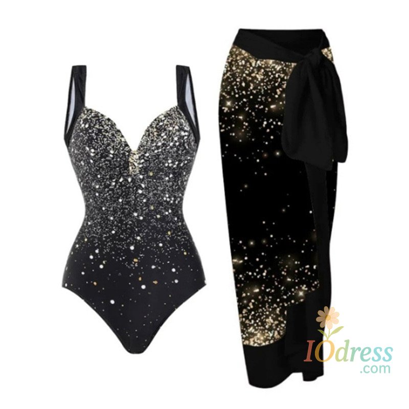 IO Dress Sexy Black Print Swimwear Female One Piece Swimsuits Closed Push Up Body Women's Swimming Wear Bathing Suits Beach Pool Bather