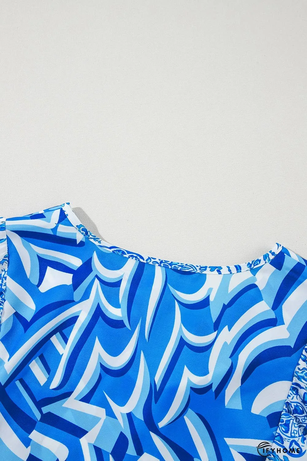 Bohemian Print Puff Sleeve Tied Flared Mini Dress | IFYHOME