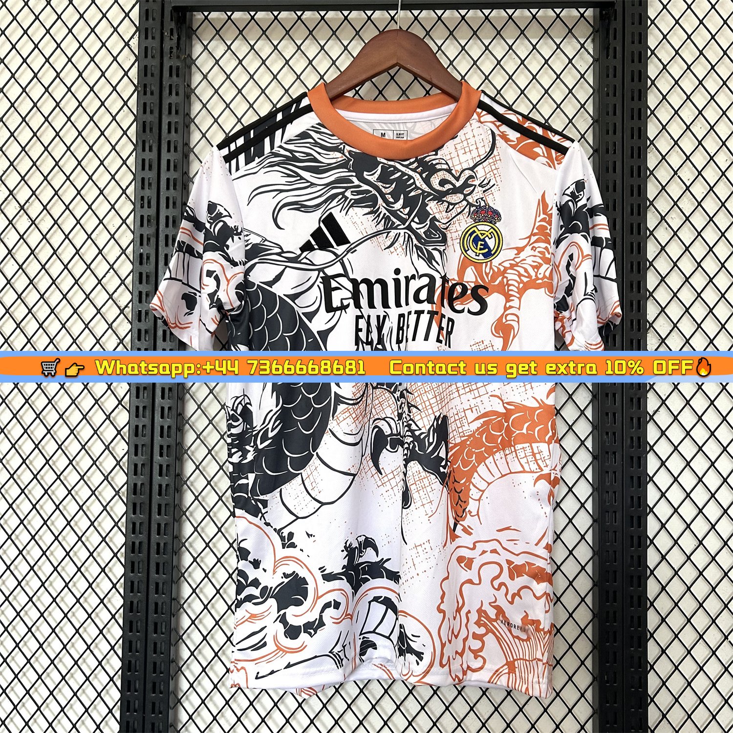 Real Madrid 25-26 Black Dragon Orange Dragon White Special Edition Jersey - Fans Version