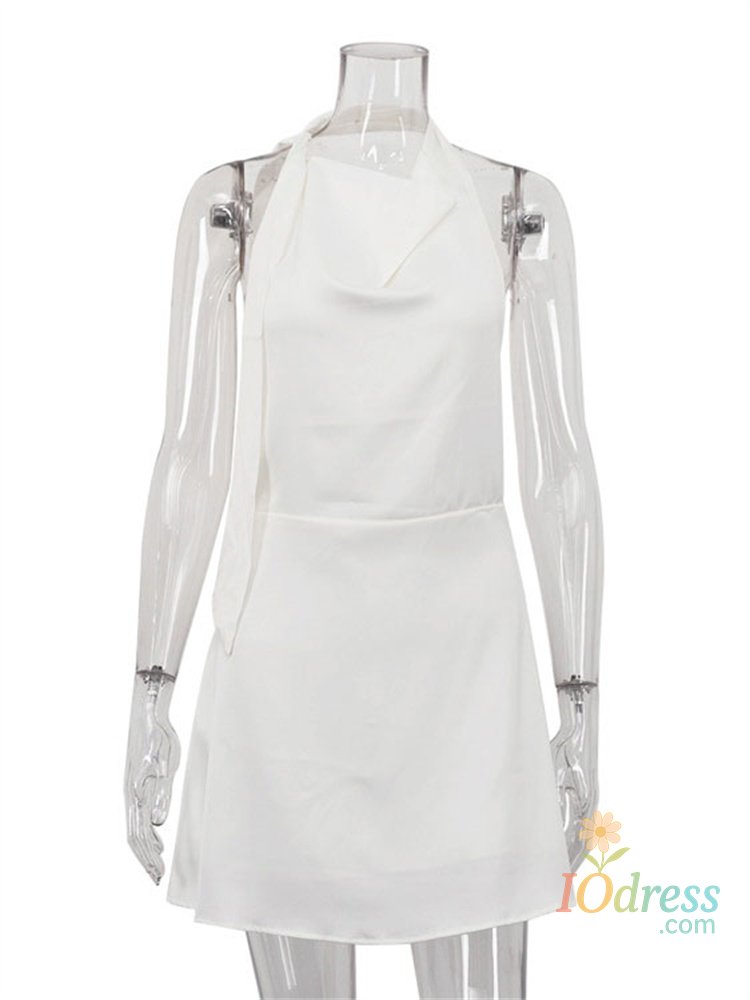 IO Dress Tossy White Backless Fashion Dress Elegant High Waist Lace-Up Slim Commute Summer 2025 New Party Dress Women Satin Mini Dress IO Dress
