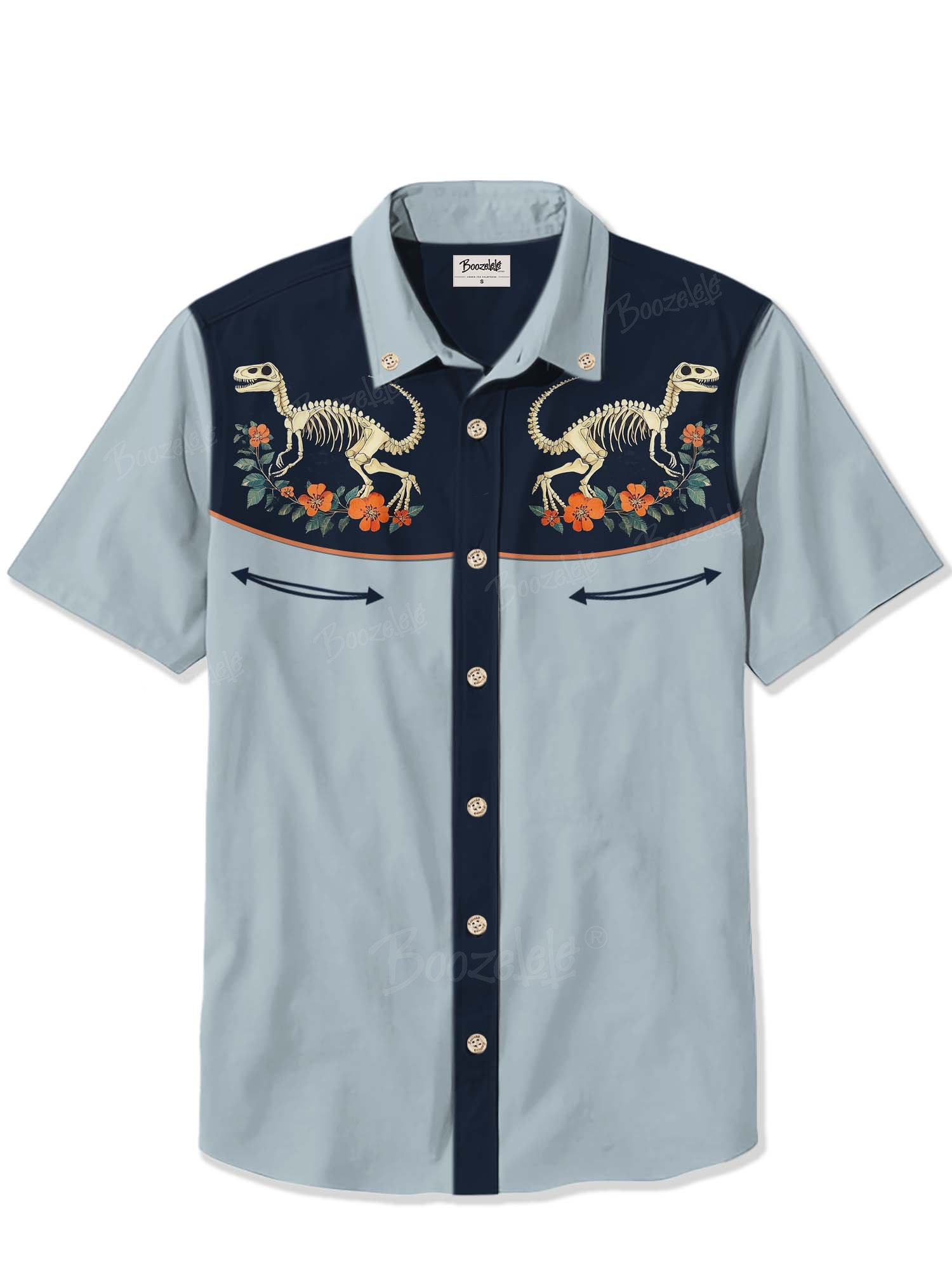 Floral Dinosaur Skull - 100% Cotton Shirt