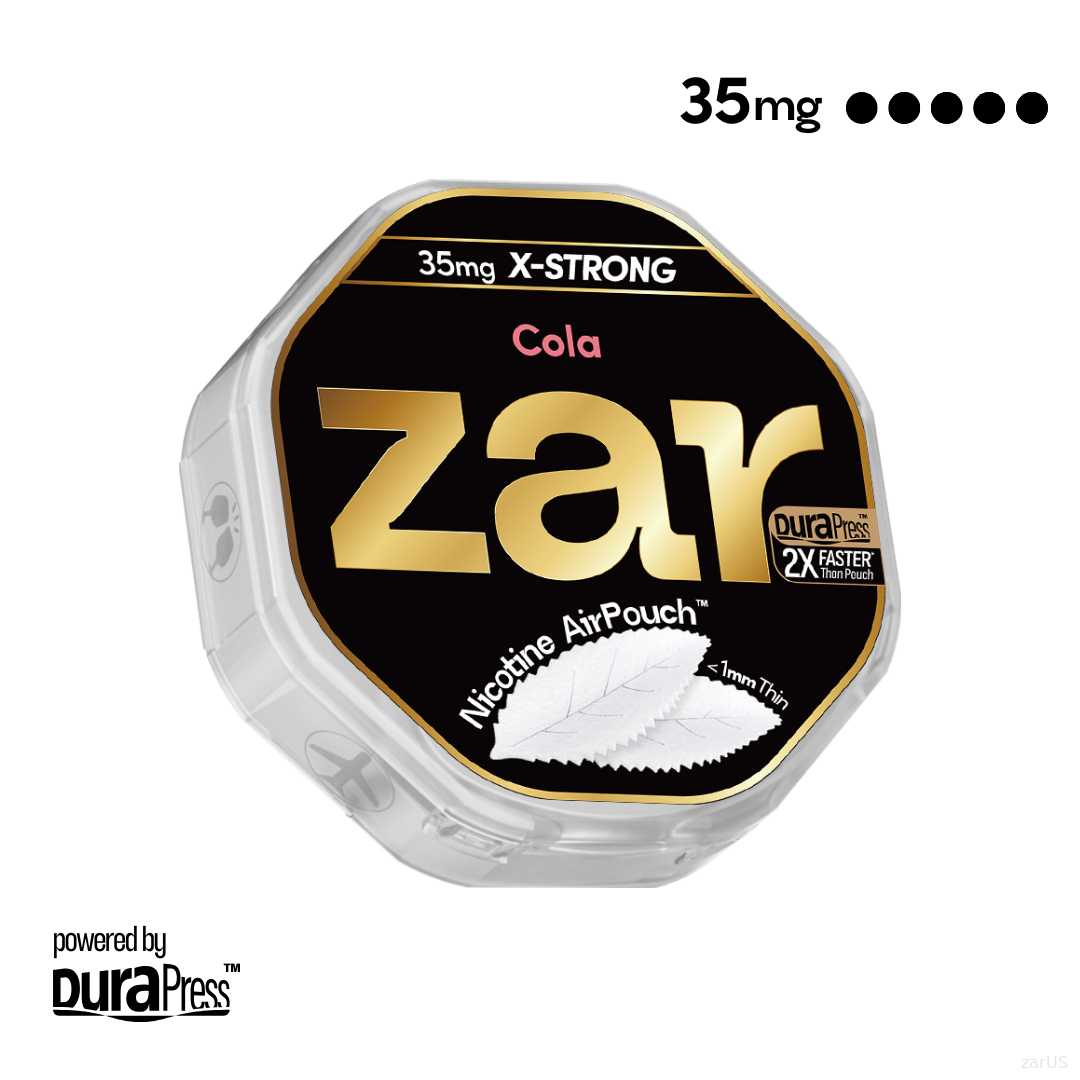 US Purchase zar Oral Nicotine AirPouch Cola Flavor Fruit Flavour 35mg nicotine strengths 20 pcs per can Price USD 4.9 10% discount sitewide whole range of options zar pouches nicotine strip snus nicotine pouch dosh pouch
