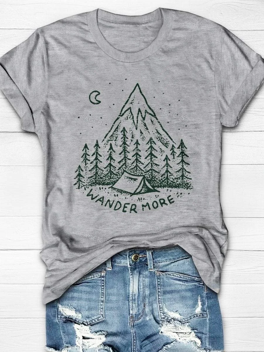 Eagerlys Wander More Camper Print Short Sleeve T-shirt Eagerlys
