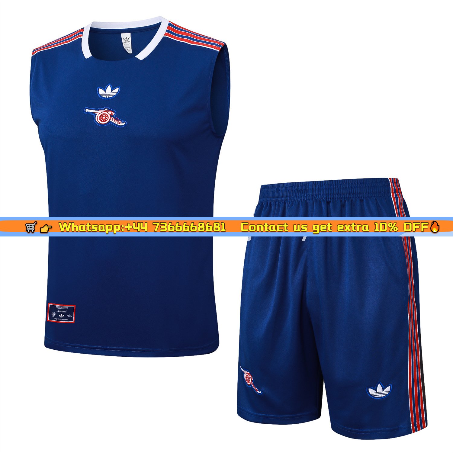 Arsenal 25-26 Throwback Trefoil Vest Training Set - Royal Blue Vest and Shorts