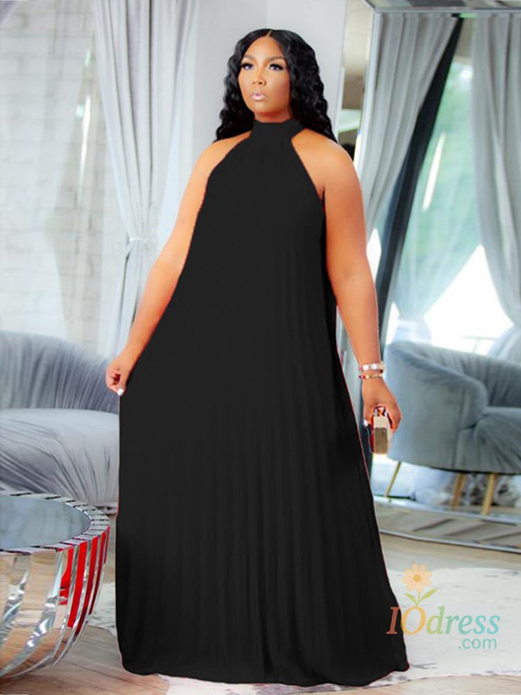 IO Dress Chiffon Maxi Dress Women Summer Sleeveless Elegant Dresses Long Halter Neck Dress Loose Plus Size