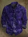Vintage Abstract Swirl Print Casual Long Sleeve Shirt