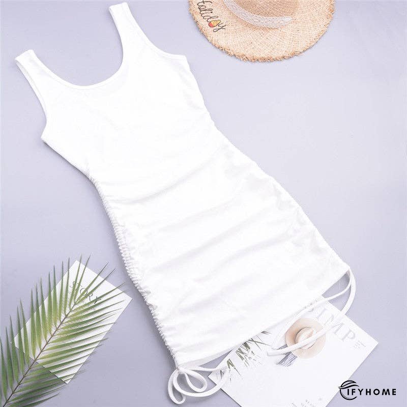 Sleeveless Solid Color Mini Dress Cover Up | IFYHOME