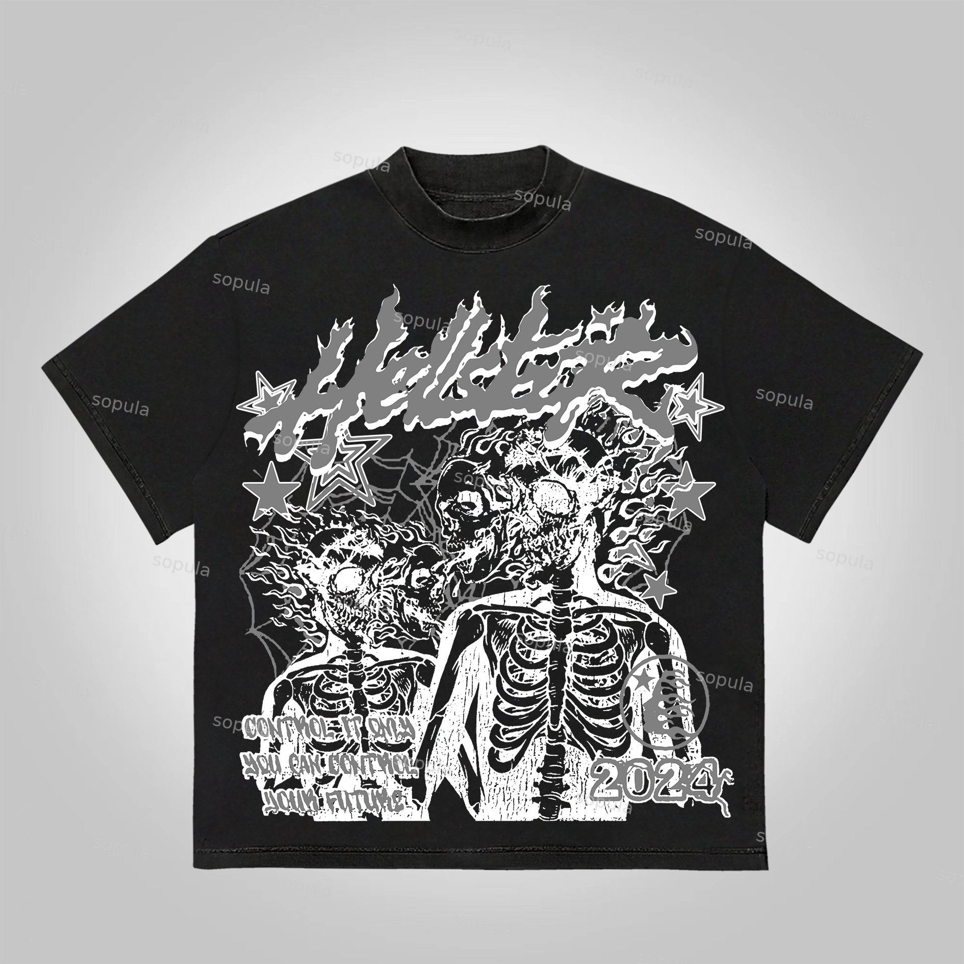 Sopula Studio Retro Skull In Soul Print Graphic Cotton T-Shirt