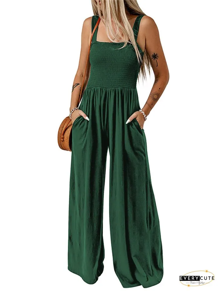 Women's High-waisted Jumpsuit Summer New Sleeveless Strapless Knitted Wide Leg Trousers Jumpsuit