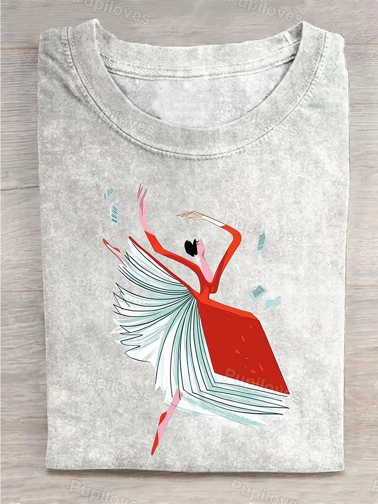 Pupiloves Pupiloves  Girl in Book Apron Dancing T-shirt