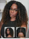 Ombre Chestnut Brown Curly Wig Put On and Go Glueless Hair with Invisi Drawstring