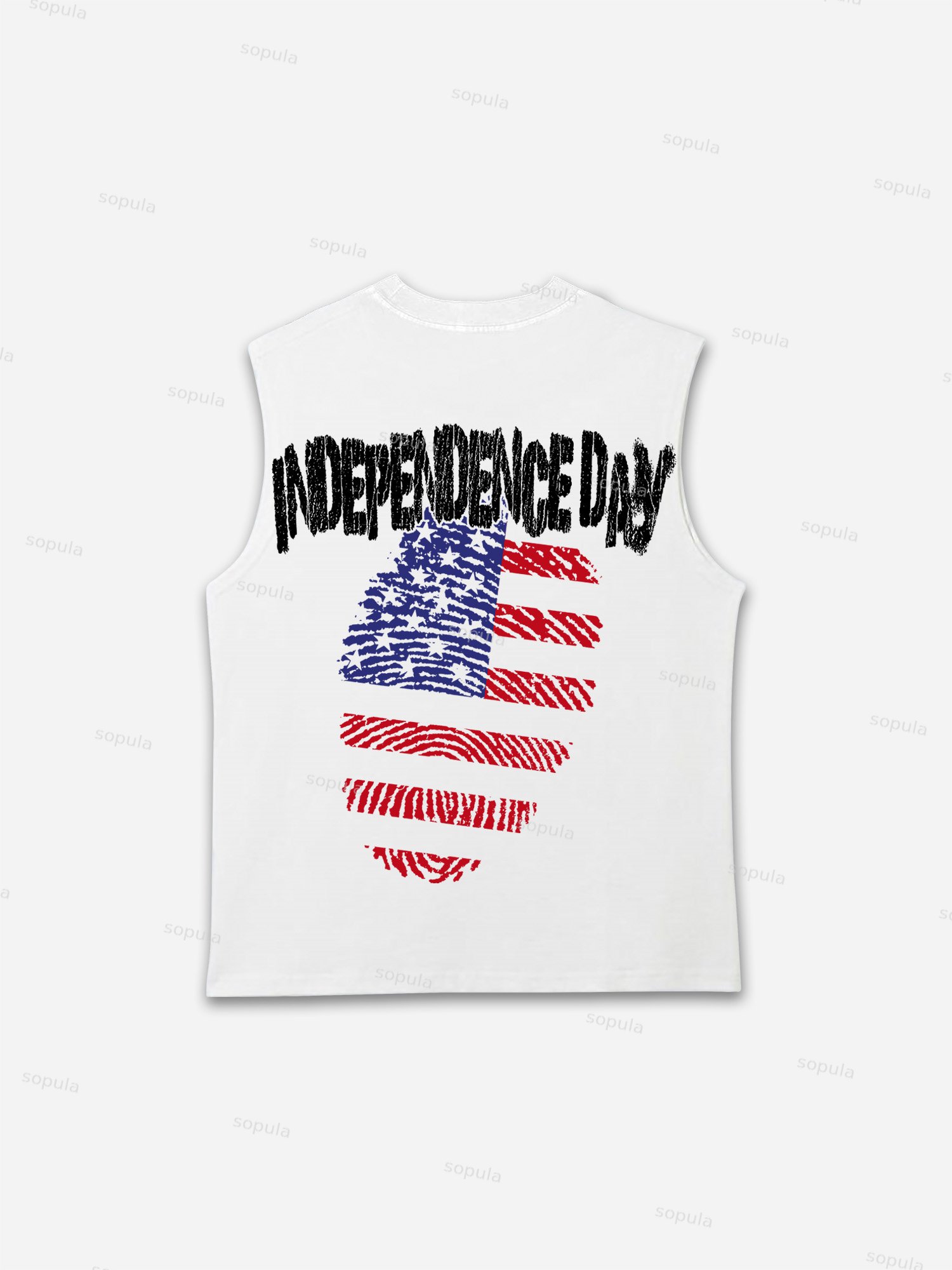 Sopula Independence Day Fingerprint Graphic Tank Top