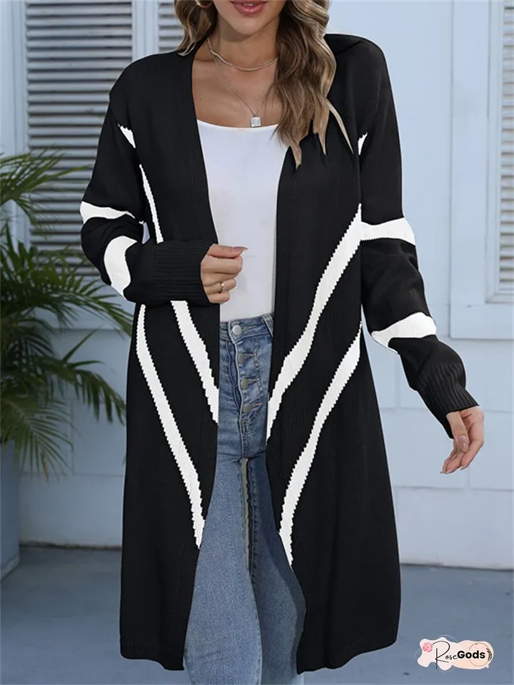 Irregular Geometry Knitting Loose Medium Length Sweater