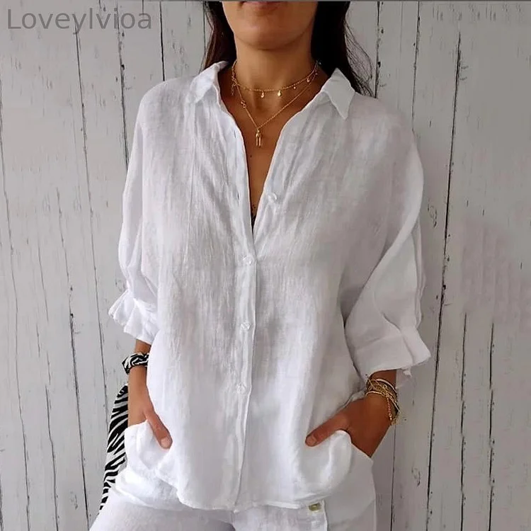 Cotton And Linen Tie Back Design Shirt