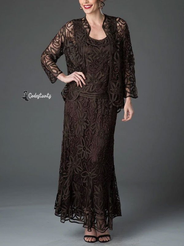 Lace Cutout Air Skirt Cardigan Ladies Suit