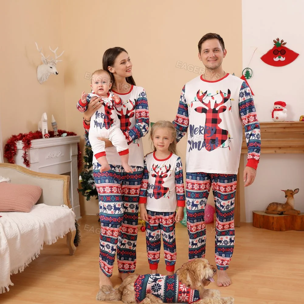 Eagerlys Christmas Deer Family Matching Pajamas Sets (with Pet Dog Clothes) Eagerlys