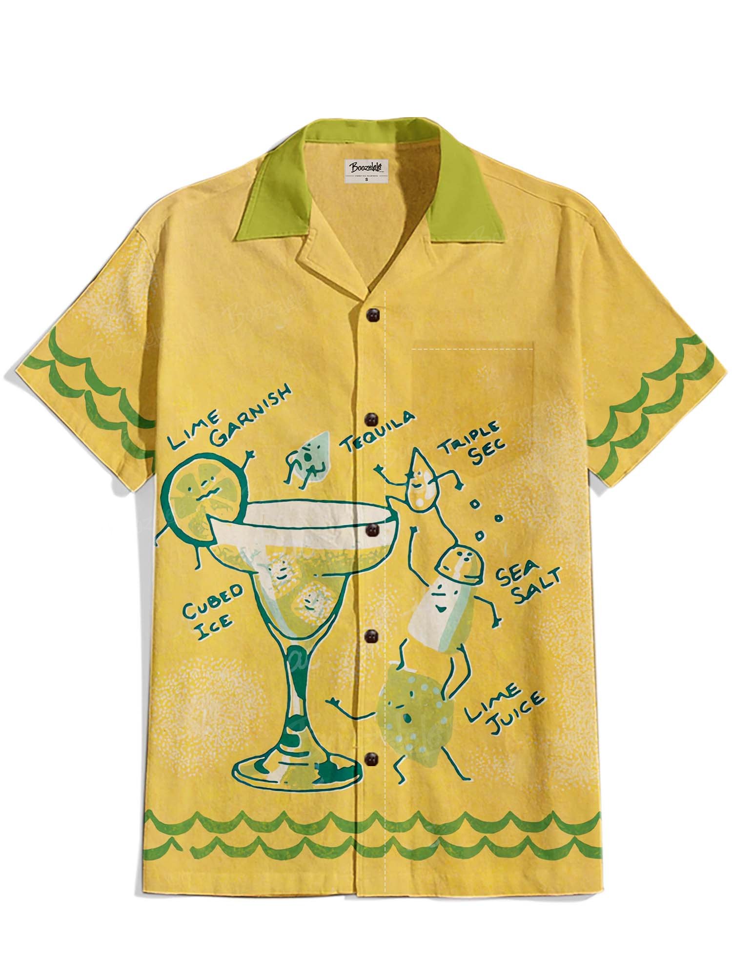【Alison Cot&eacute; X Boozelele】Margarita Cocktails - 100% Cotton Cuban collar Shirt