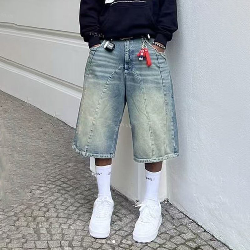 Vintage Washed High Street Baggy Jorts Denim Shorts