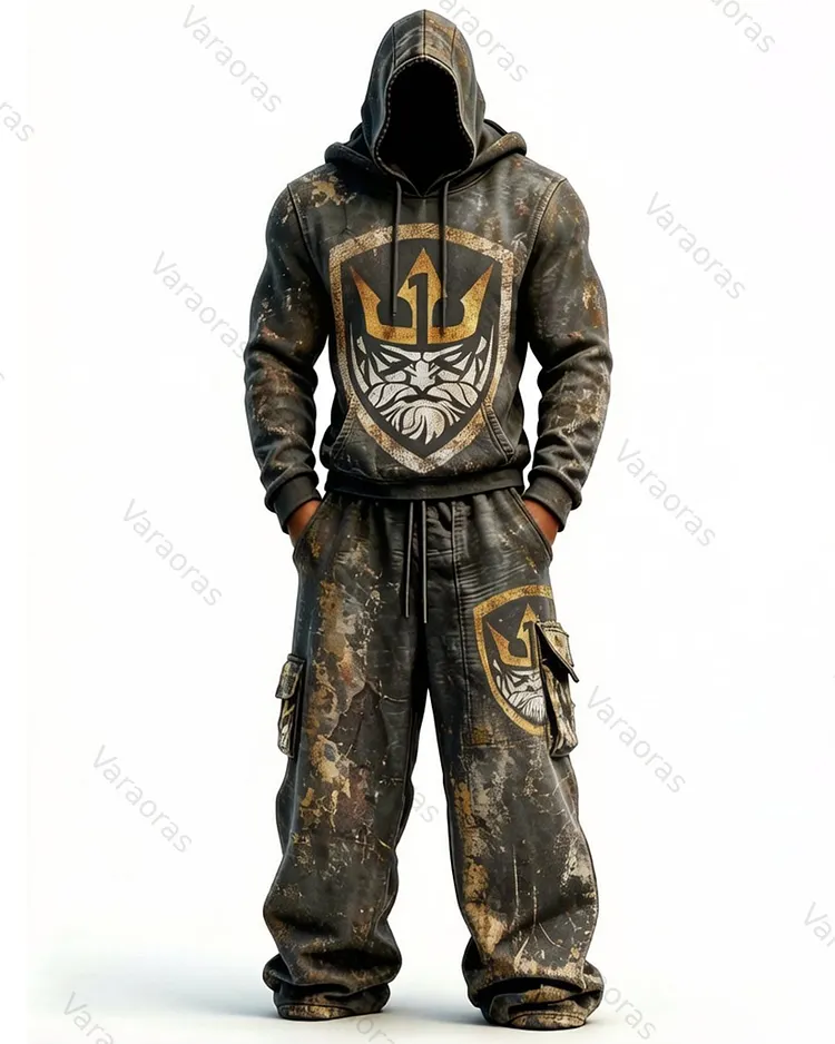 Men's Fashion-Inspired Embroidered Hoodie and Pants Two-Piece Set 1190